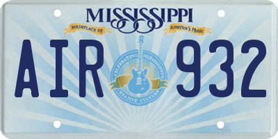 MS license plate AIR932