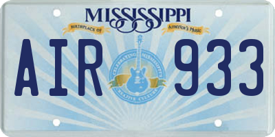 MS license plate AIR933
