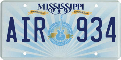 MS license plate AIR934