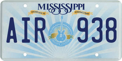 MS license plate AIR938