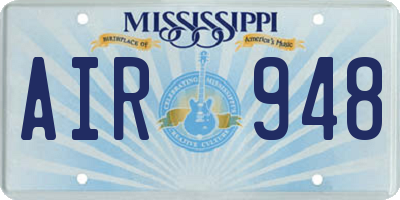 MS license plate AIR948