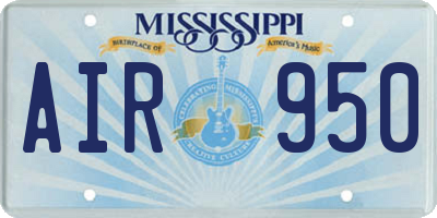 MS license plate AIR950