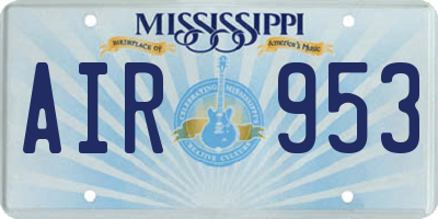 MS license plate AIR953