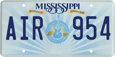 MS license plate AIR954