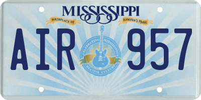 MS license plate AIR957