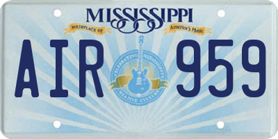 MS license plate AIR959
