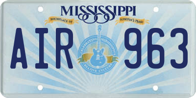MS license plate AIR963