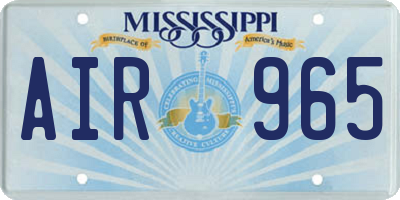 MS license plate AIR965