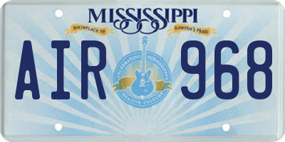 MS license plate AIR968