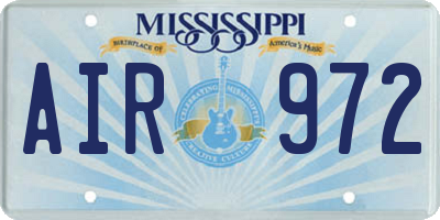 MS license plate AIR972