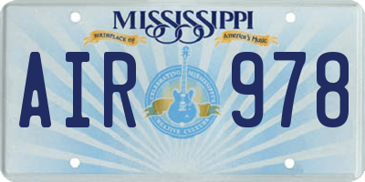 MS license plate AIR978