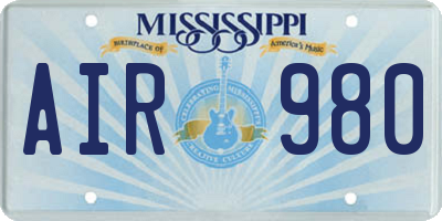 MS license plate AIR980