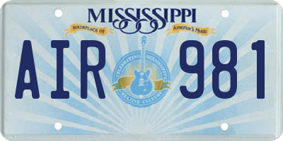 MS license plate AIR981