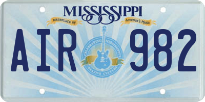 MS license plate AIR982