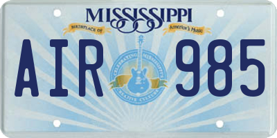 MS license plate AIR985