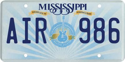 MS license plate AIR986