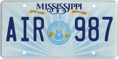 MS license plate AIR987