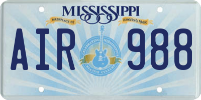 MS license plate AIR988