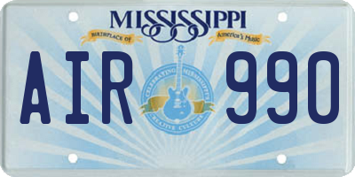 MS license plate AIR990