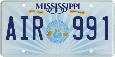 MS license plate AIR991