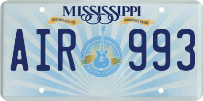 MS license plate AIR993