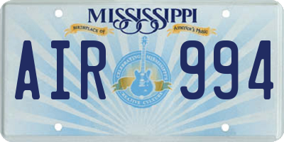 MS license plate AIR994