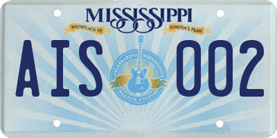 MS license plate AIS002