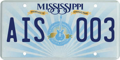 MS license plate AIS003