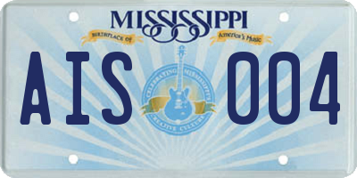 MS license plate AIS004