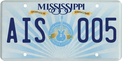 MS license plate AIS005