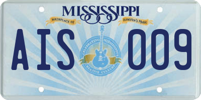 MS license plate AIS009