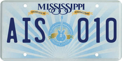 MS license plate AIS010