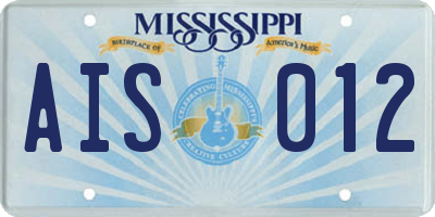 MS license plate AIS012