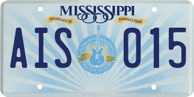MS license plate AIS015