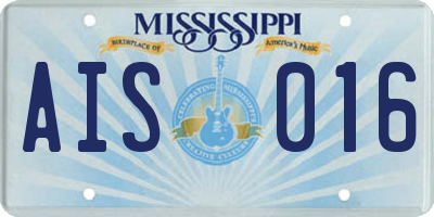 MS license plate AIS016