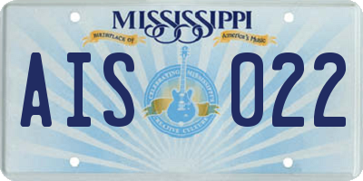 MS license plate AIS022