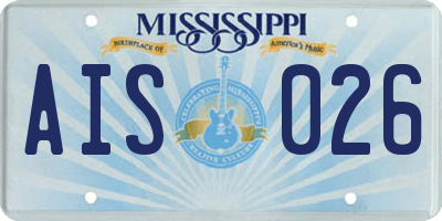 MS license plate AIS026