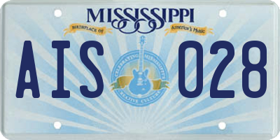 MS license plate AIS028