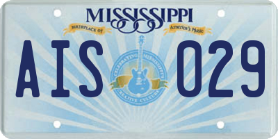 MS license plate AIS029