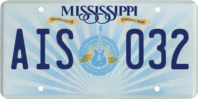 MS license plate AIS032