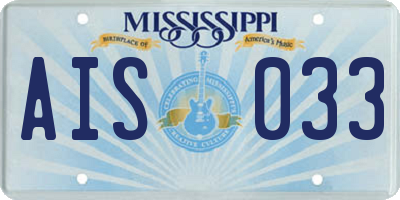 MS license plate AIS033