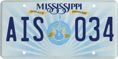 MS license plate AIS034