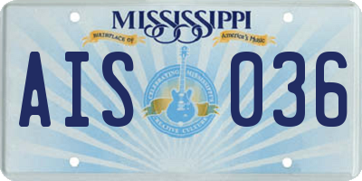 MS license plate AIS036