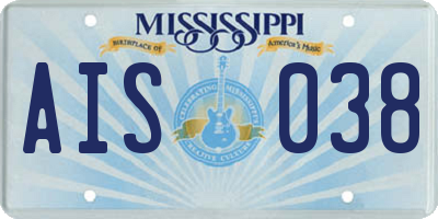 MS license plate AIS038