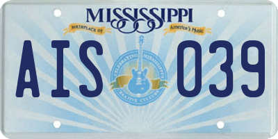 MS license plate AIS039