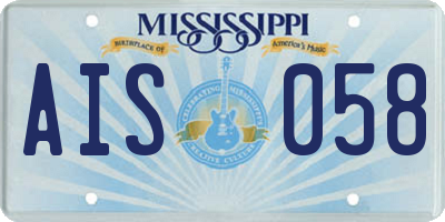 MS license plate AIS058