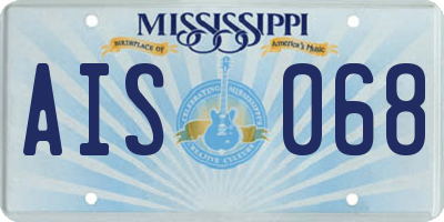 MS license plate AIS068