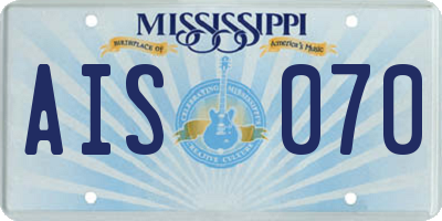 MS license plate AIS070