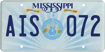 MS license plate AIS072