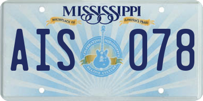 MS license plate AIS078